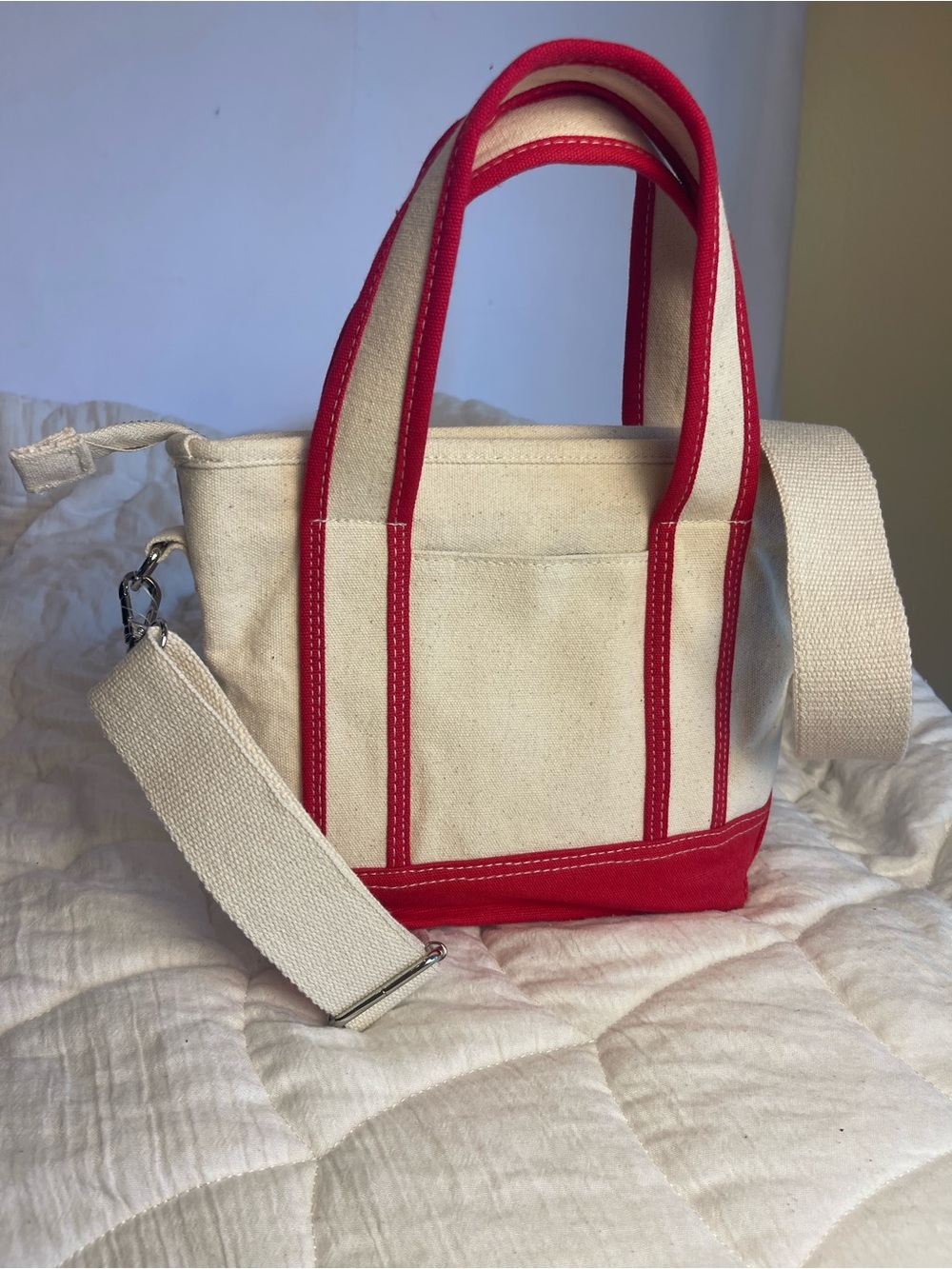 Strawberry Embroidered Canvas Tote Bag Crossbody Cottagecore Coquette Summer NWT - Picture 12 of 16
